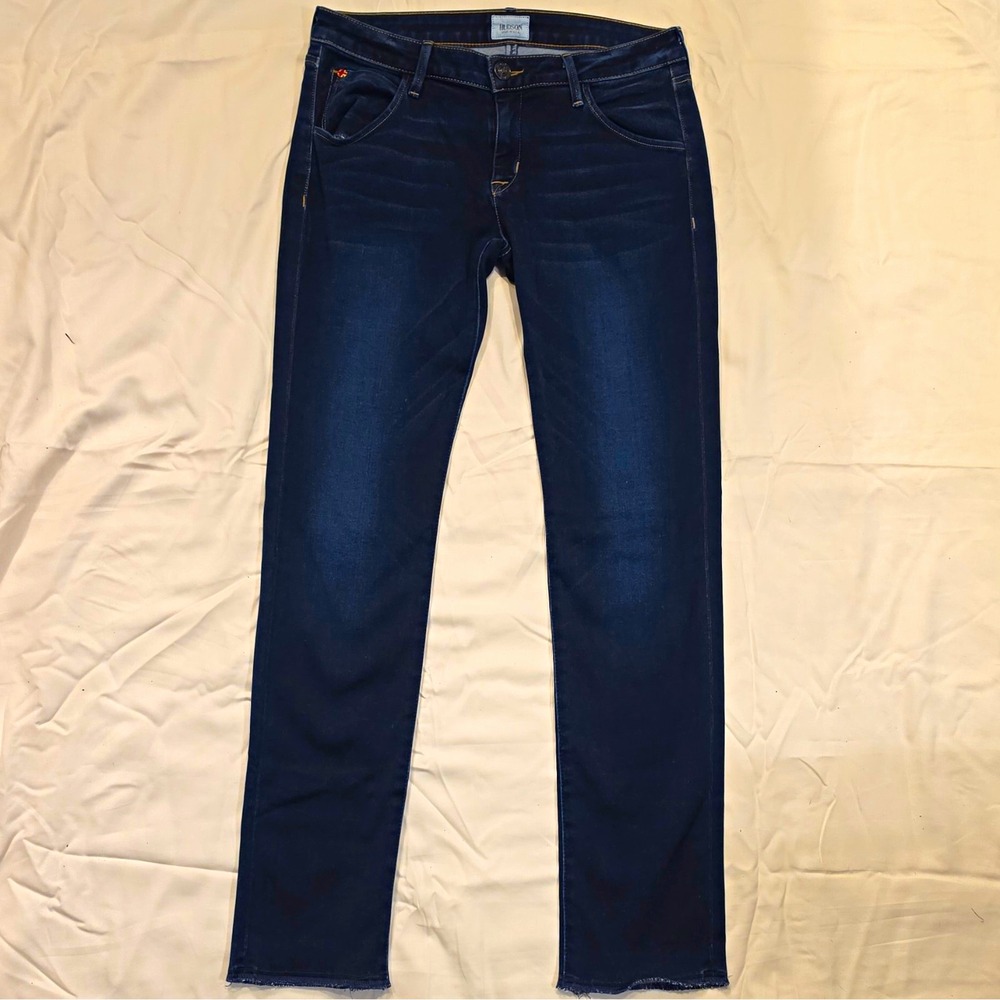Hudson Dark Wash Blue Denim Skinny Jeans Women's 28 5-Pocket Button Logo #102